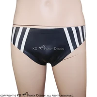 black and white sexy latex briefs with diagonals at two sides rubber panties shorts underpants underwear pants dk 0076