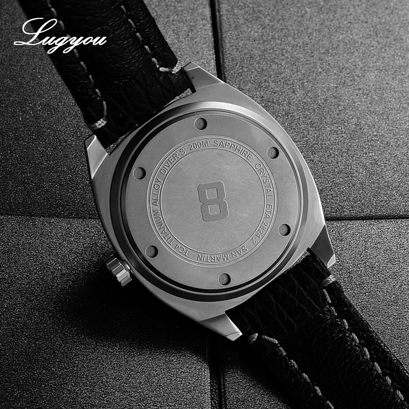 Lugyou San Martin Diver Мужские часы титановый класс 5 купольный Сапфир Автоматический
