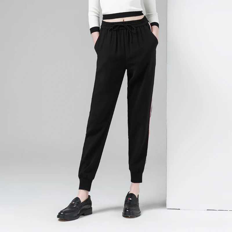 Toyouth Pantalon Mujer 2019 шнуровка с высокой талией спортивные штаны полосатые шаровары