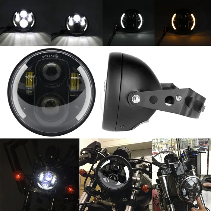 5 3/" Корпус мотоцикла ковш кронштейн держатель лампы крепление для Sportster 5,75 дюймов светодиодные фары для Dyna XL883