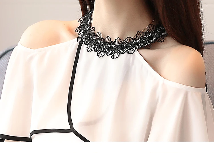 Новинка 2018 летняя модная шифоновая женская блузка рубашка сексуальная без