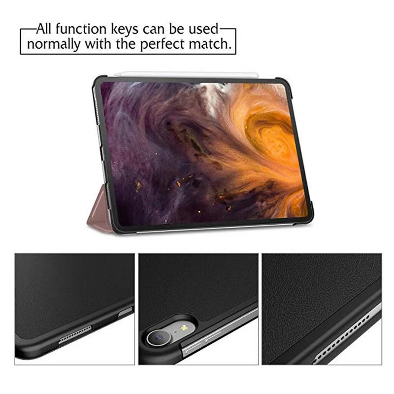 Умный Магнитный чехол для нового iPad Pro, 11 дюймов,, ультратонкий противоударный чехол из искусственной кожи с тройной подставкой для iPad Pro 12,9