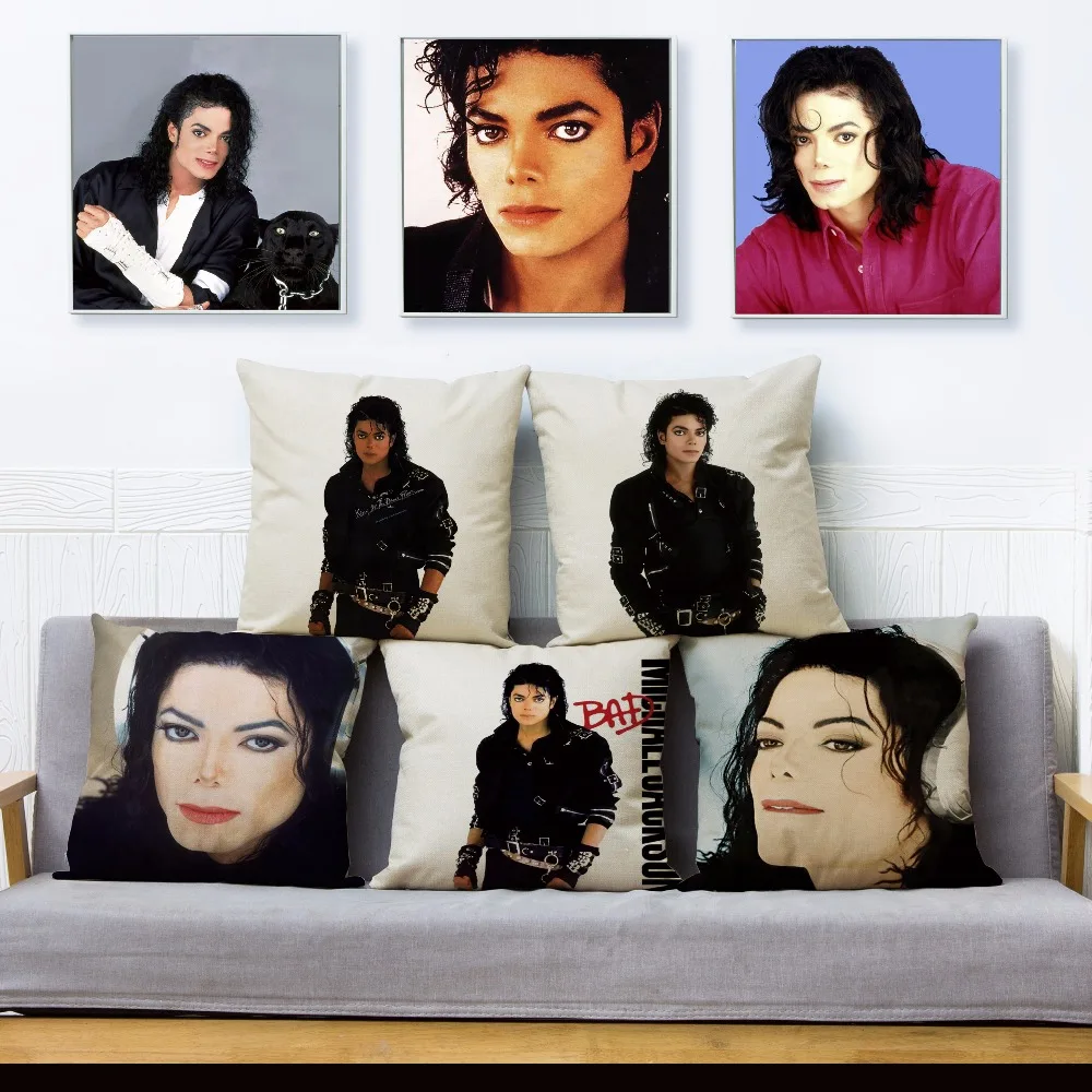 

Super Star Michael Jackson Throw Pillow Cover 45*45cm Textile Cushion Covers Linen Pillow Case Car Sofa Home Decor Pillows Cases