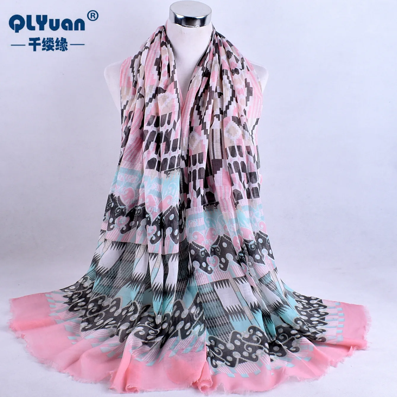 Модный женский длинный шарф с леопардовым принтом из хлопка и полиэстера - купить