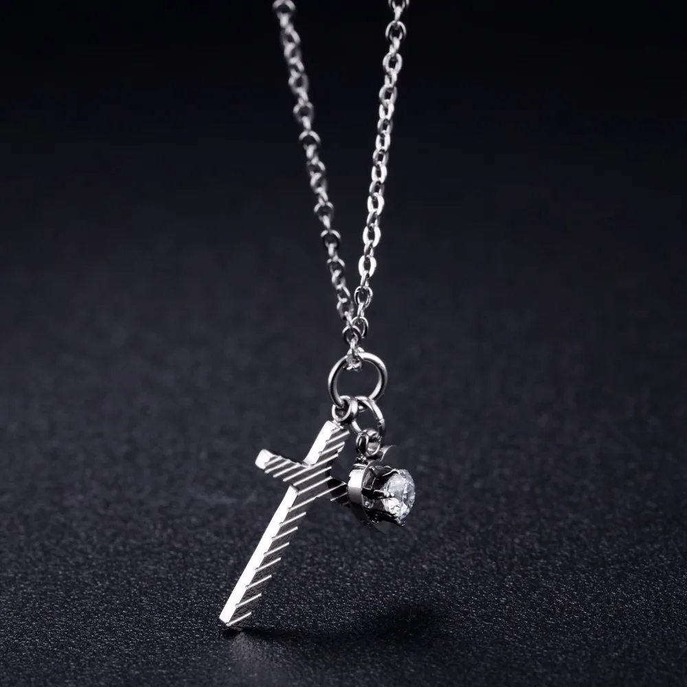 Модное ожерелье с подвеской smalle Cross из нержавеющей стали для женщин инкрустацией