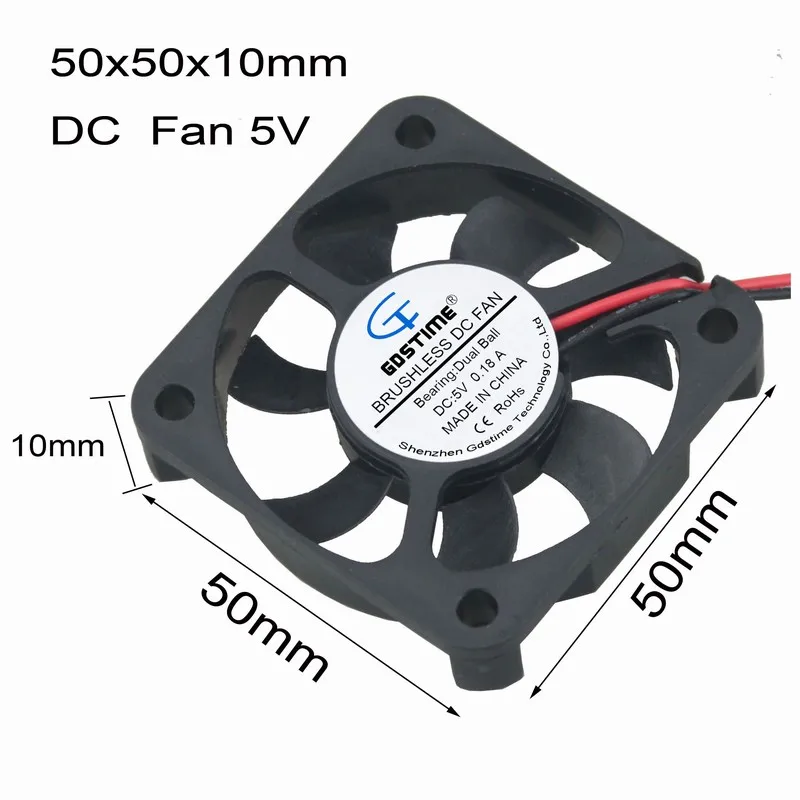 100 шт. Gdstime DC 5 в 50 мм x 10 шариковый подшипник 50x50 5010 бесщеточный вентилятор