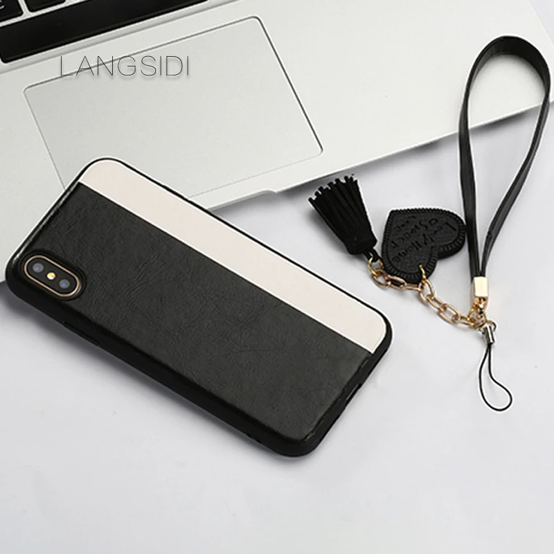 LANGSIDI For iPhone 7 phone case handmade custom leather stitching style fitted-case to send glass film |