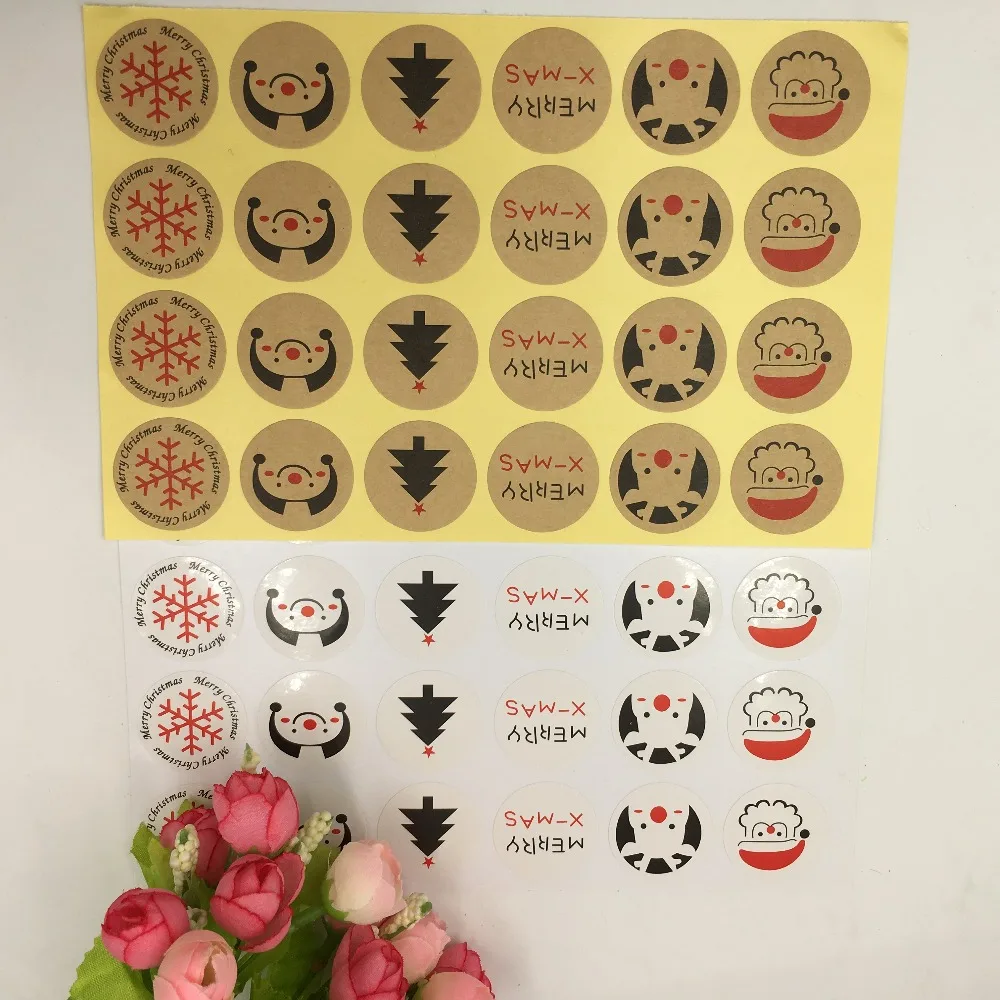 100 шт./лот Стикеры из крафтовой бумаги этикетки для рождественской наклейки