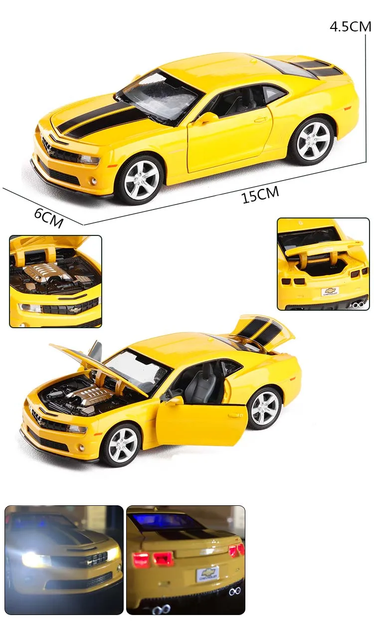 1:32 Сплав модель автомобиля высокая имитация Chevrolet игрушечный «Camaro» Автомобилей Металлические diecasts оттягивать мигающий музыкальный для детей игрушки