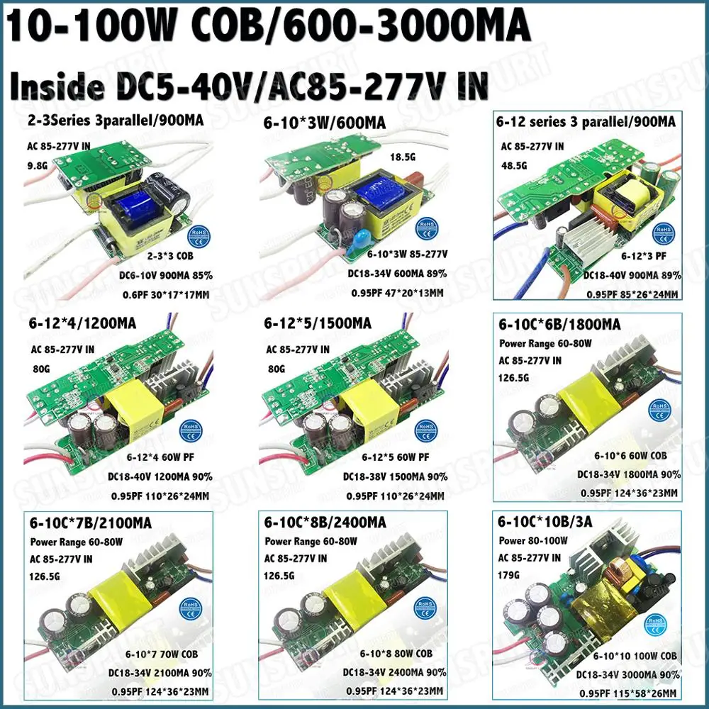 

Inside 5-100W LED Driver 10W 2-3Cx3B 6-12 Series 20W 30W 40W 50W 60W 70W 80W 100W 0.6-3A DC5-40V Constant Current Free Shipping