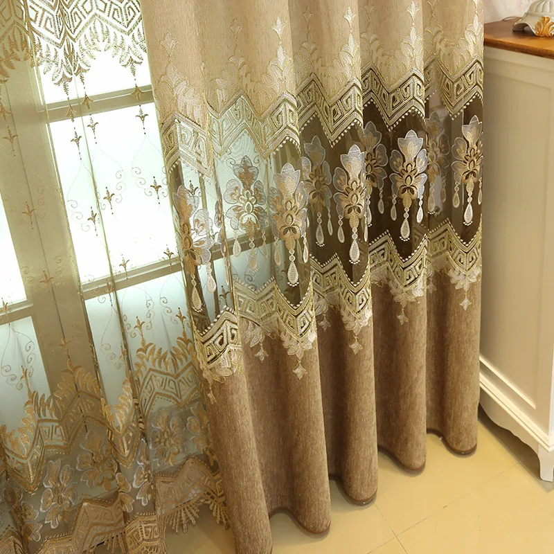 Oushixuenier Splice Water-soluble Embroidery Half-shade Curtains for Living Dining Room Bedroom. | Дом и сад