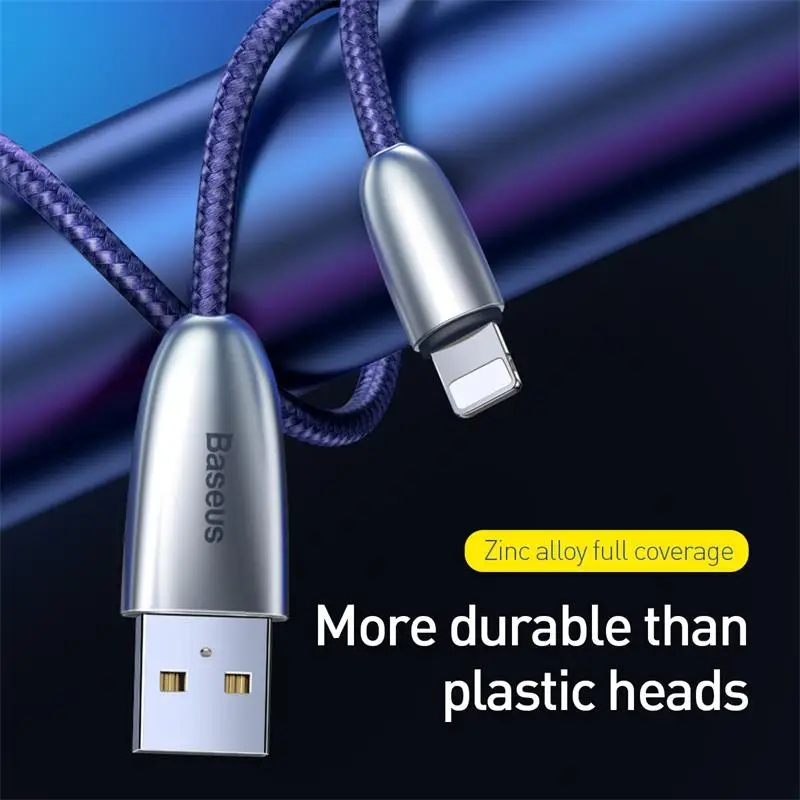 Usb-кабель Baseus для iPhone XS Max XR X 8 7 6 6S Plus 5 5S iPad из цинкового сплава, шнур для быстрой зарядки и передачи данных, кабель для зарядного устройства iPhone
