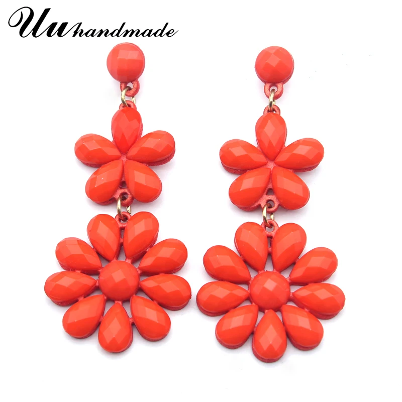 Женские серьги подвески с цветком большие покрытием 2018|pendientes mujer|drop earringsearrings fashion