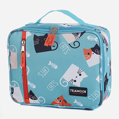 Cute Cat TEAMOOK переносная сумка для ланча с 3 рисунками, термоизолированная сумка для ланча, сумки-холодильники, сумки для ланча для женщин, детей, мужчин, сумки для пикника - Цвет: Cute Cat