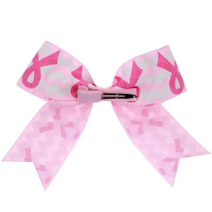 100 шт. рак груди лента для волос бант девочек розовый шеврон розовая раковая