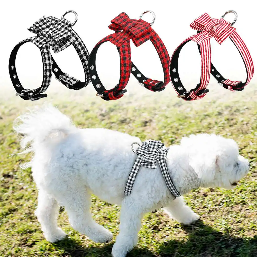 Регулируемый бантик Собачий Поводок Мягкий щенок жгут клетчатое Полосатое