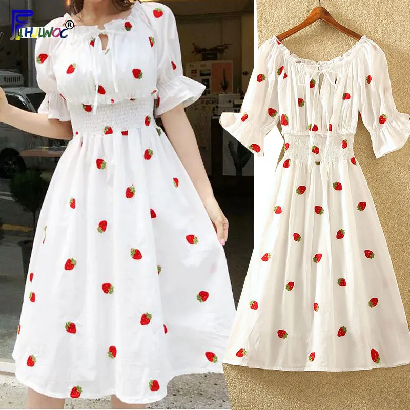 Летние милые платья Популярные женские в японском стиле дизайн тонкая талия