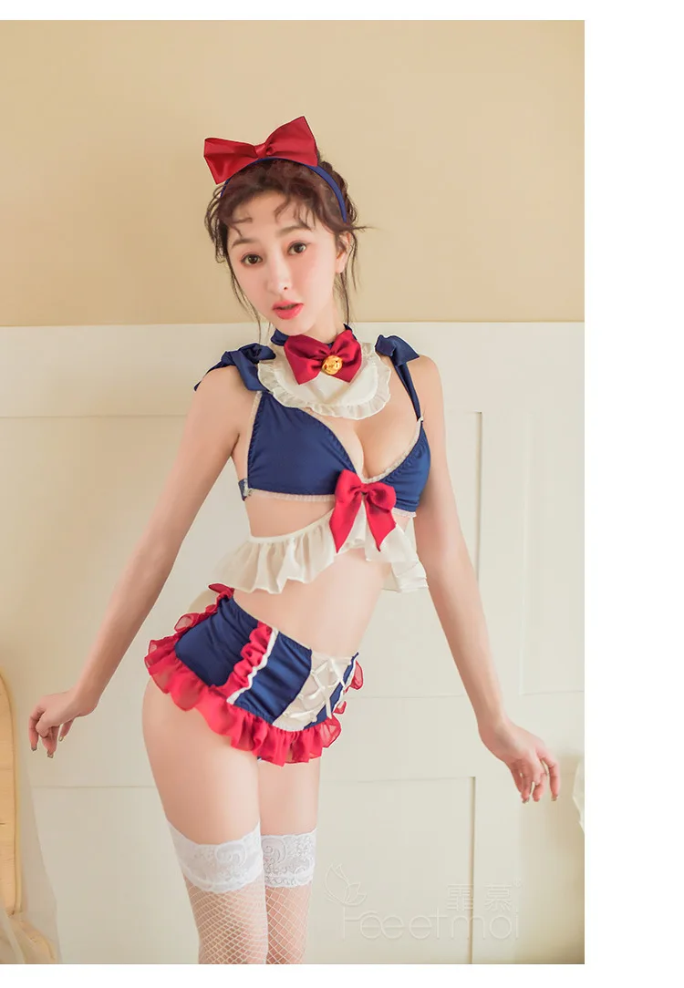 Сексуальная Косплей каваи белье Ropa сексуальный Para El Sexo Костюм Униформа Студенческие костюмы принцесса Бант костюм сексуальное нижнее белье юбка