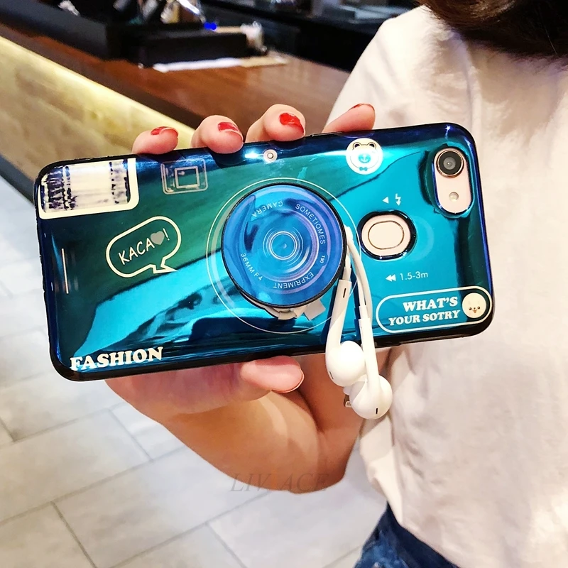 Милый чехол для телефона с парой камер oppo f5 f7 youth a3s realme 2 1 f3 f1s f9 pro plus stand grip tpu