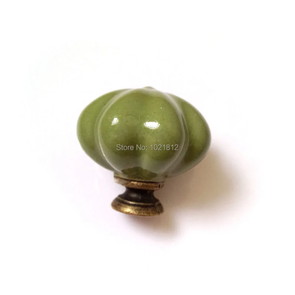 34 мм зеленая Тыква керамические ручки для шкафа шкаф буфет комод ящика кухни