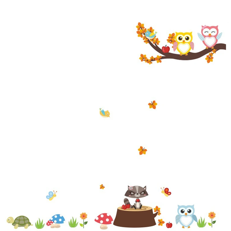 Мультяшная Сова на дереве Животные стикер стену s для детей детские комнаты