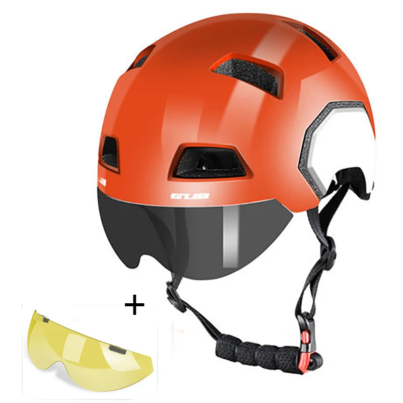 v3 orange with 2lens 7 цветов Круглый горный велосипедный шлем для мужчин и женщин на открытом воздухе Катание на коньках, скалолазание Экстремальные виды спорта город безопасность дорожного движения гоночный шлем Размер M L - Цвет: v3 orange with 2lens