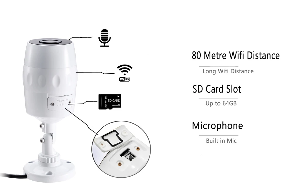 KingCam Всепогодная Wifi IP камера 1080P Беспроводная CCTV пуля наружная внутренняя камера s с микрофоном, поддержка SD TF карта Cam
