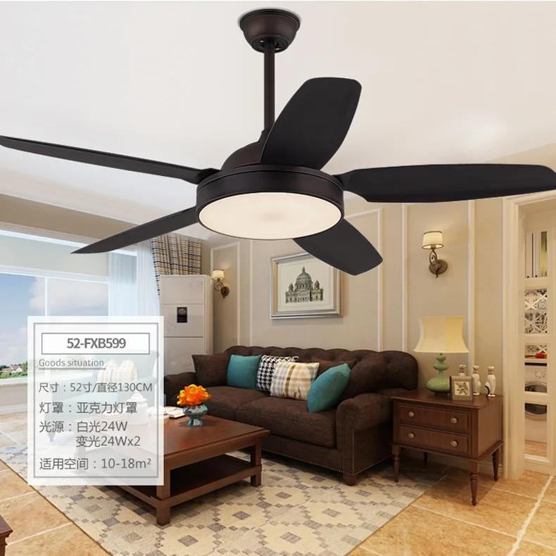 52 inch black ceilng fan light creative home ceiling with LED lights for living room bedroom AC220V | Лампы и освещение
