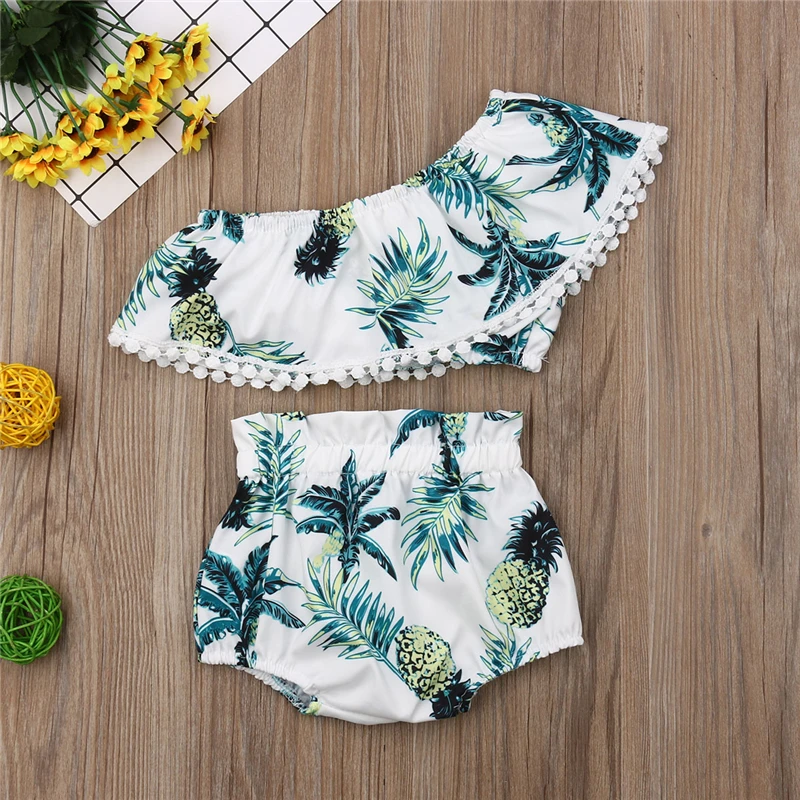 Комплект одежды для маленьких девочек из 2 предметов с цветочным принтом Летний