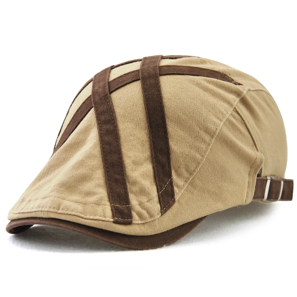 Beige TOHUIYAN британский джентльмен шляпа для гольфа мужская повседневная хлопковая газетная Кепка Утконос берет с козырьком таксистка Кепка boina Gorras Chapeau плоская кепка s - Цвет: Beige