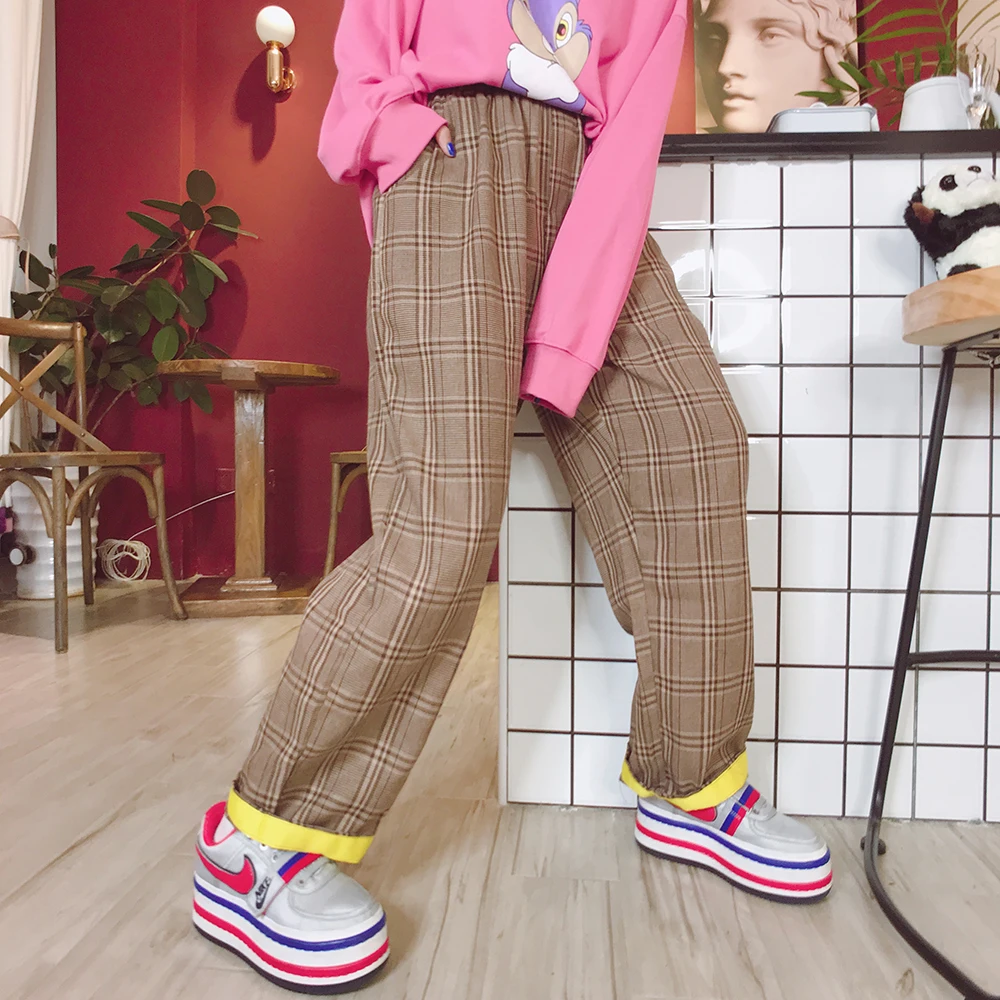 Уличные ulzzang Осень-Зима Новые мужские и женские парные фланцевые длинные брюки |