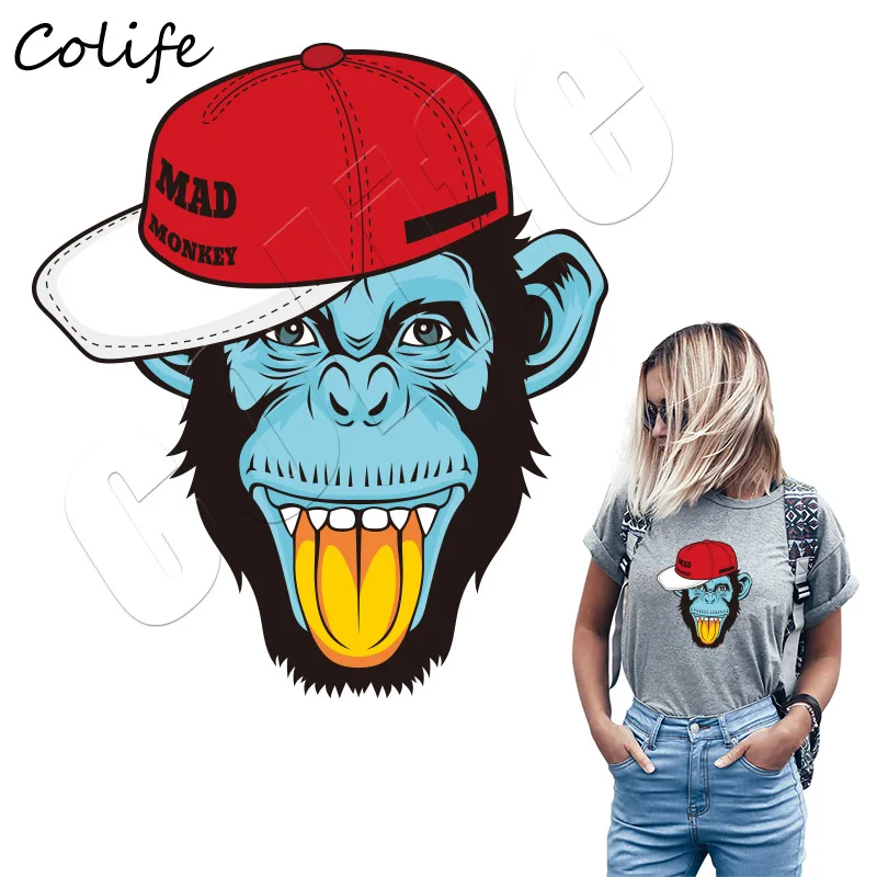 Патчи с обезьяной модные наклейки большой теплопередачей на одежду для мужчин