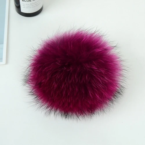 Hot pink 15 см самодельные помпоны из натурального меха енота, Меховые помпоны для женщин и детей, шапочки-бини, шапки большого размера, натуральный помпон для обуви, шапки и сумки - Цвет: Hot pink