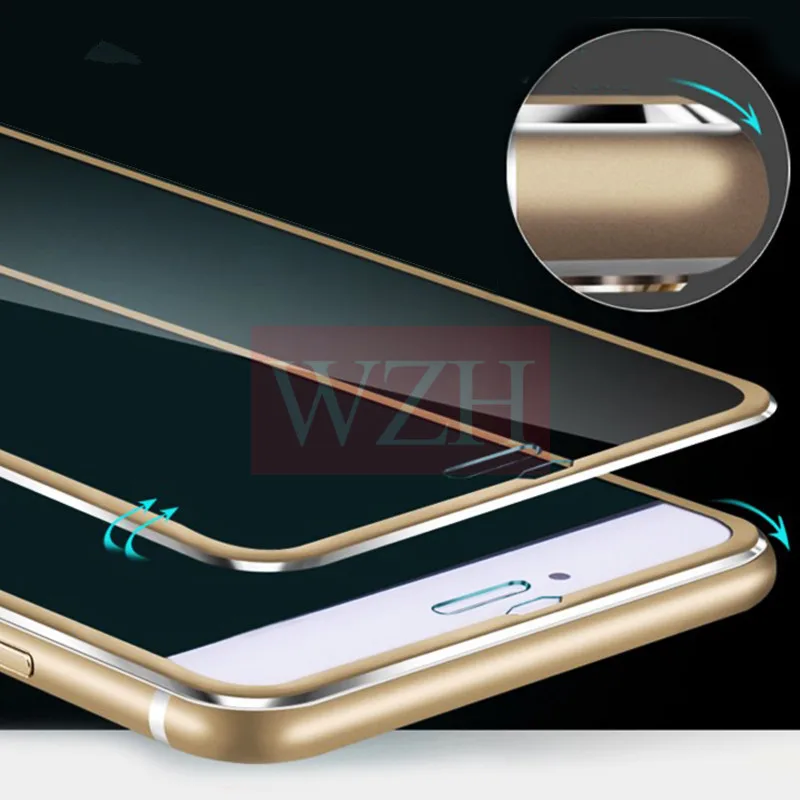 3D алюминиевое закаленное стекло для iPhone 7 8 Plus X 9H полное покрытие рамка из сплава Защитная пленка для iPhone 5 5S 5C SE 6 6 S с закругленными краями