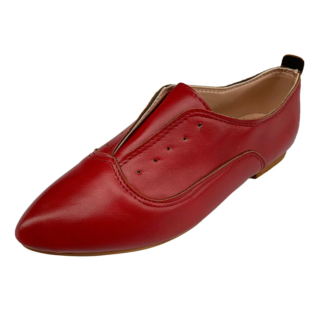 Туфли оксфорды женские с острым носком повседневная обувь на шнуровке плоская