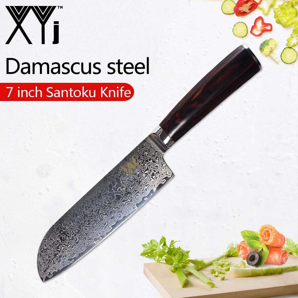 XYj Damascus японские кухонные ножи цельный нож для очистки овощей утилита Santoku