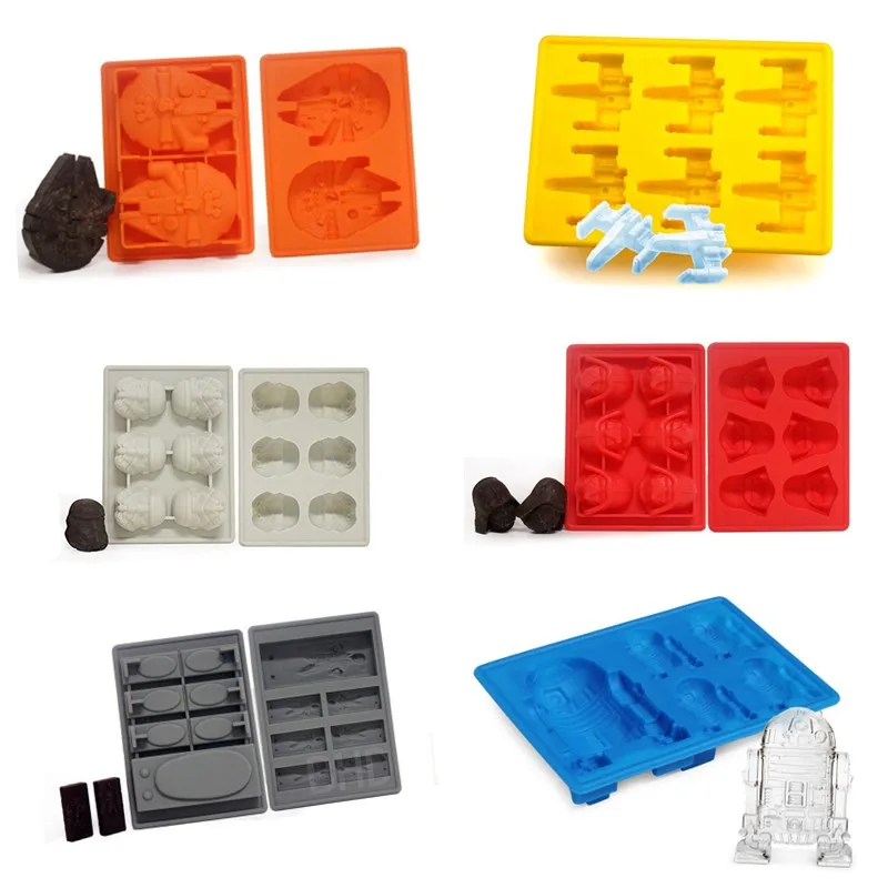 Набор из 6 шт. 100% Пищевой Силикон Штурмовик сокол хан Соло дарт Вейдер X wing и R2D2