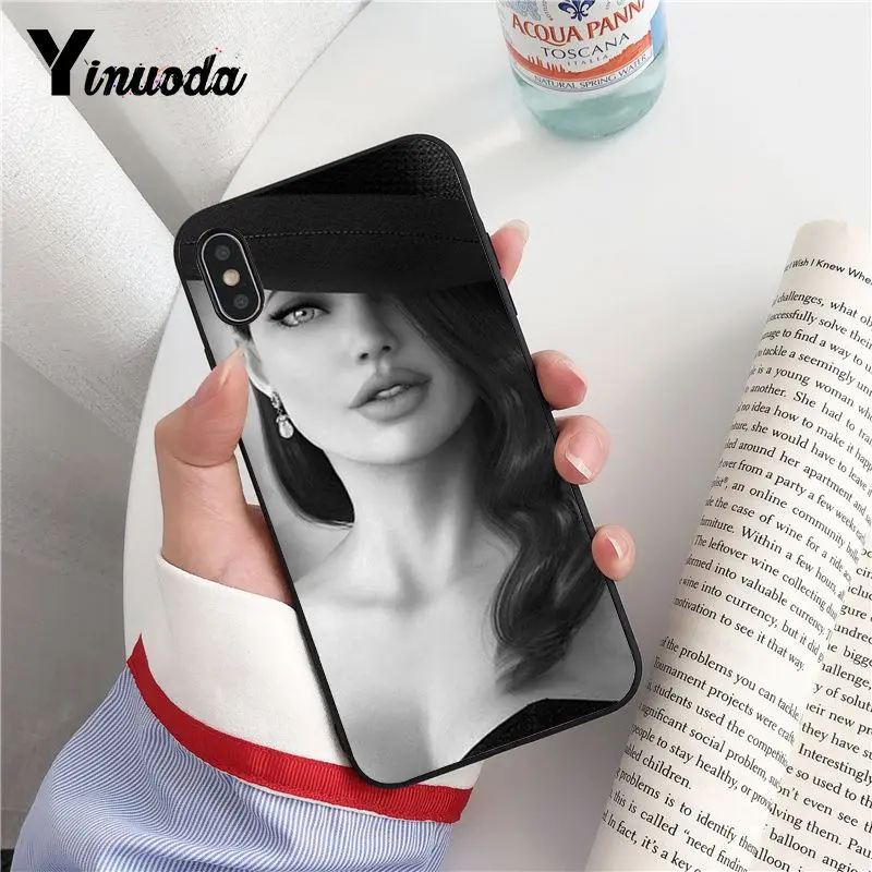 Yinuoda Angelina Jolie черный мягкий чехол для телефона из ТПУ iPhone 8 7 6 6S Plus 5 5S SE XR X XS MAX Coque Shell