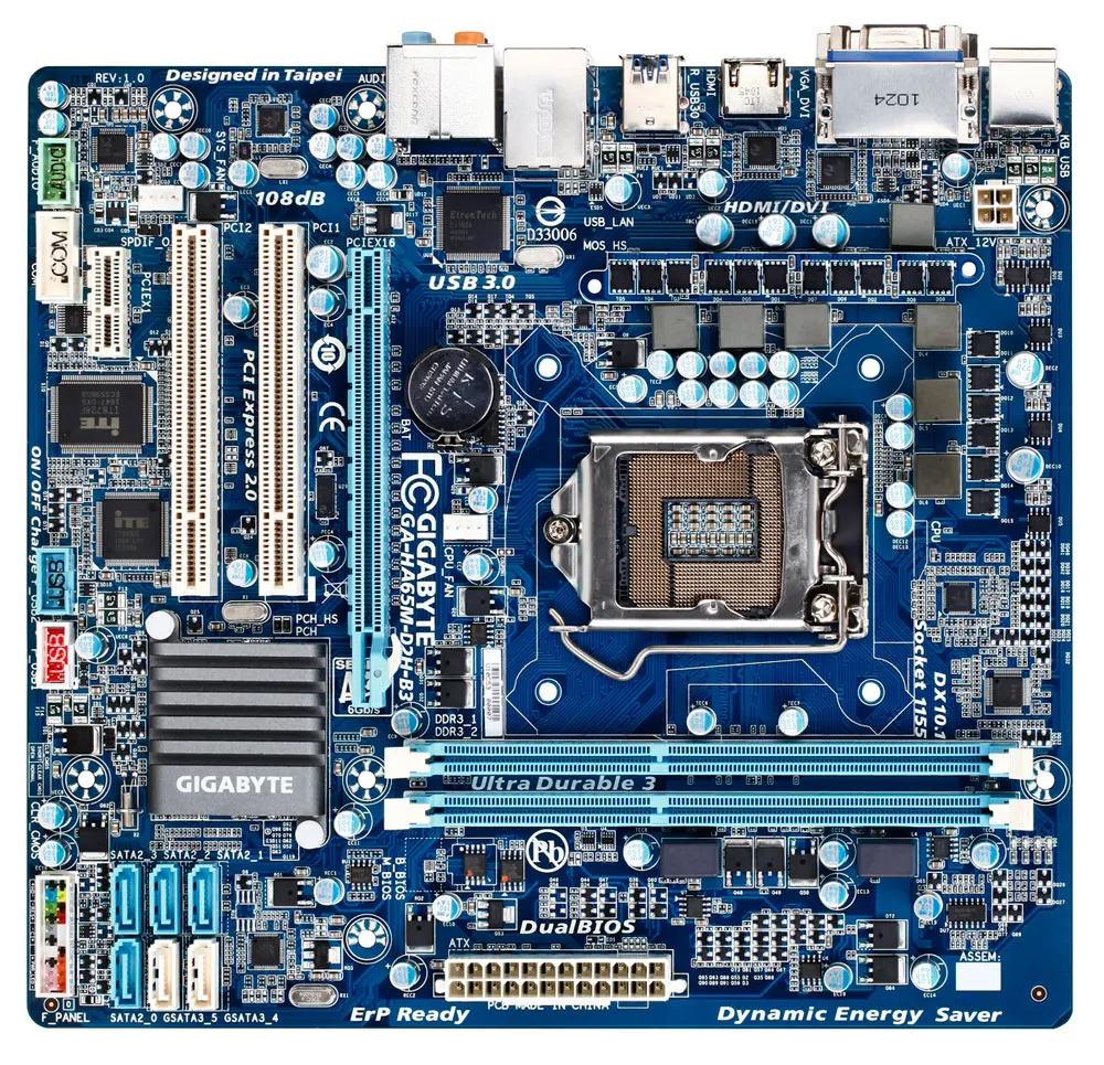 Gigabyte GA HA65M D2H B3 настольная материнская плата H61 LGA 1155 для Core i7 DDR3 16G Micro ATX