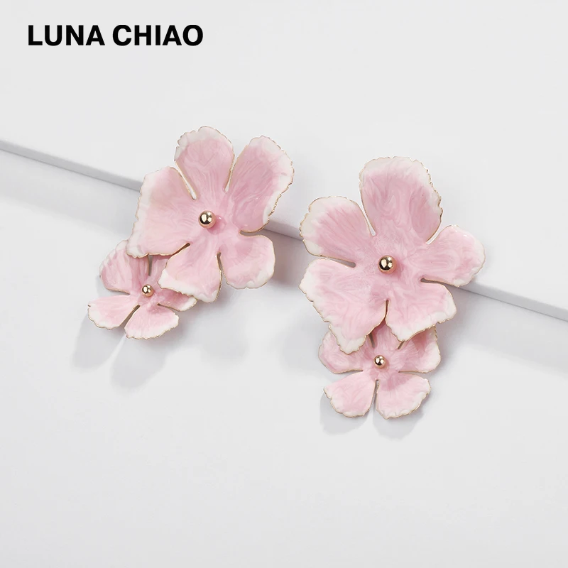 Модные женские аксессуары LUNA CHIAO серьги капельки с эмалированными крупными