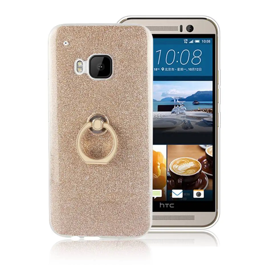 Чехол для htc один M9 M 9 мягкой ТПУ с стенд колец на палец блеск крышка блестки