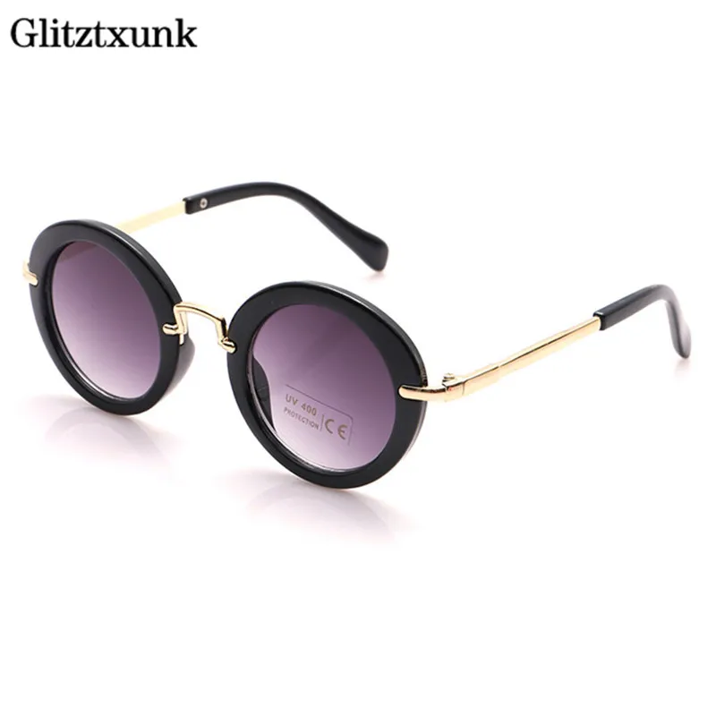 

Модные круглые детские солнцезащитные очки Glitztxunk для мальчиков и девочек, UV400, 2018, Детские Винтажные Солнцезащитные очки, черные спортивные ...