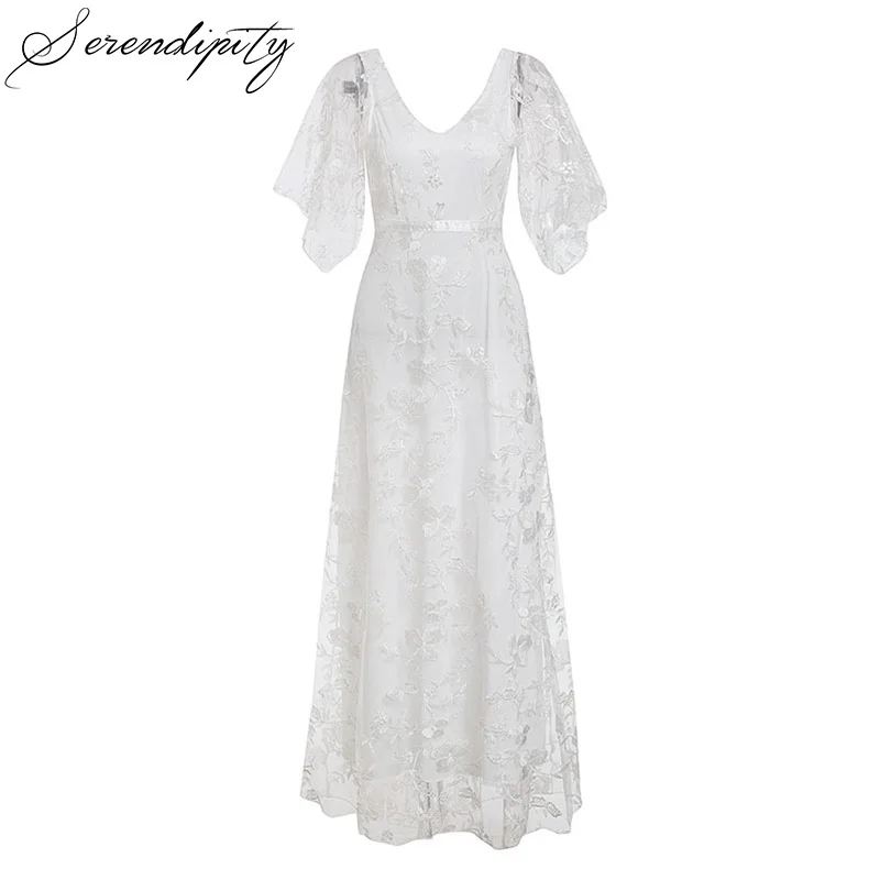 Элегантное женское длинное платье из сетчатой ткани с вышивкой летнее шифоновое