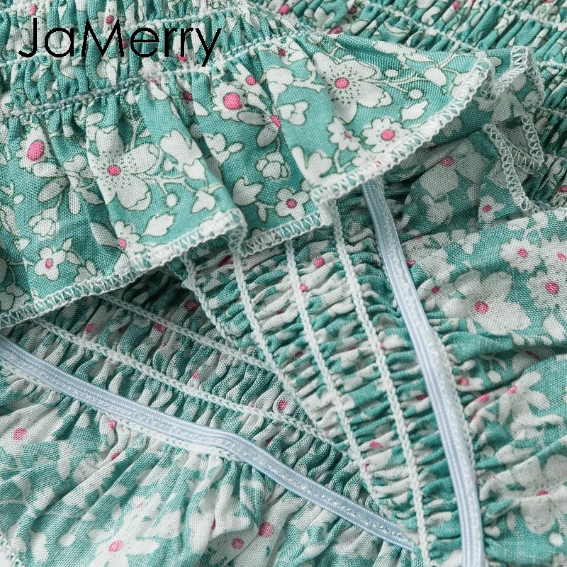 JaMerry Винтаж boho комплект из двух предметов цветочный принт женское платье женский