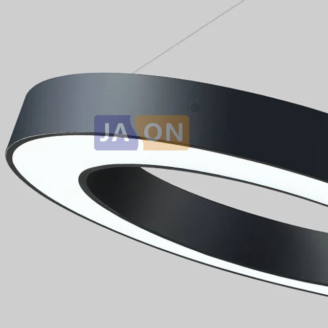 Современная светодиодная люстра из железа и акрила черно белая с круглым кольцом