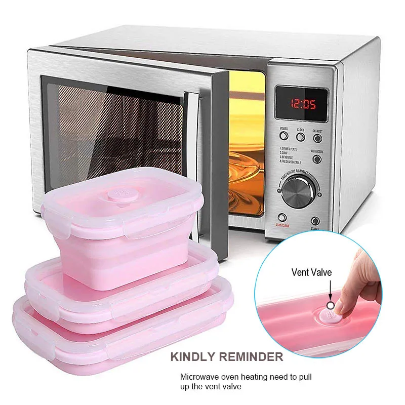BORREY Silicone Collapsible Lunch Box Leakproof Portable Folding Bento Kitchen Food Containers | Дом и сад