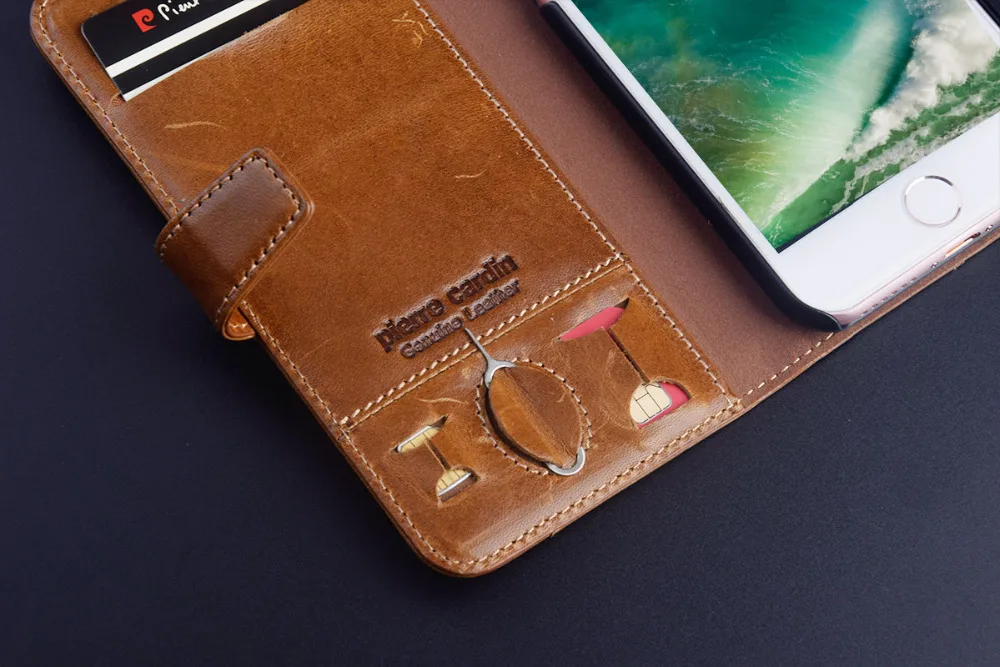 Pierre Cardin натуральная кожа для Apple iPhone 7 6/6s для iPhone 6/6s Plus 7Plus Ультра тонкий дизайн Стенд Флип Стиль Чехол