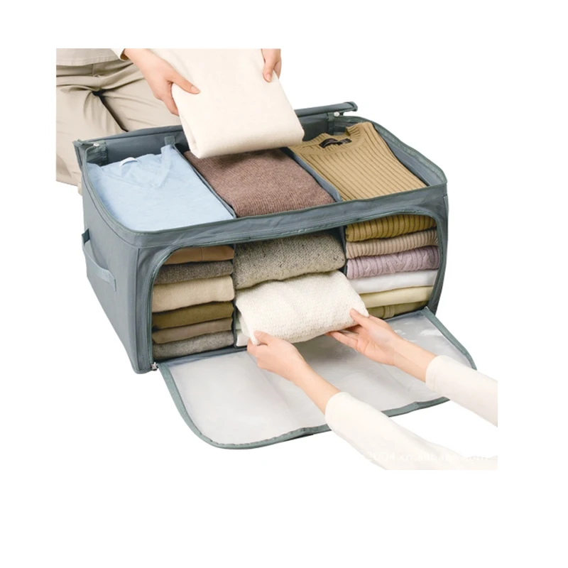 62L бамбуковая складная коробка для хранения одежды серая нижнего белья