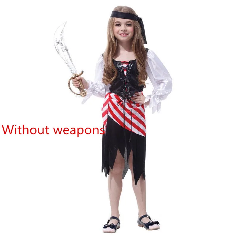 Girl pirate 1 24 часа день рождения Дети Мальчики пиратский костюм для костюмированных игр комплект для детей Рождество год вечерние детские маскарадные платья - Цвет: Girl pirate 1