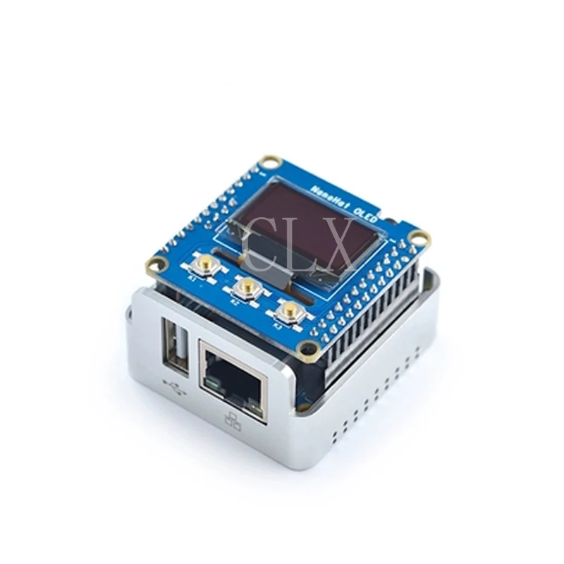 NanoPi NEO цельнометаллический алюминиевый корпус с oled дисплеем работающим